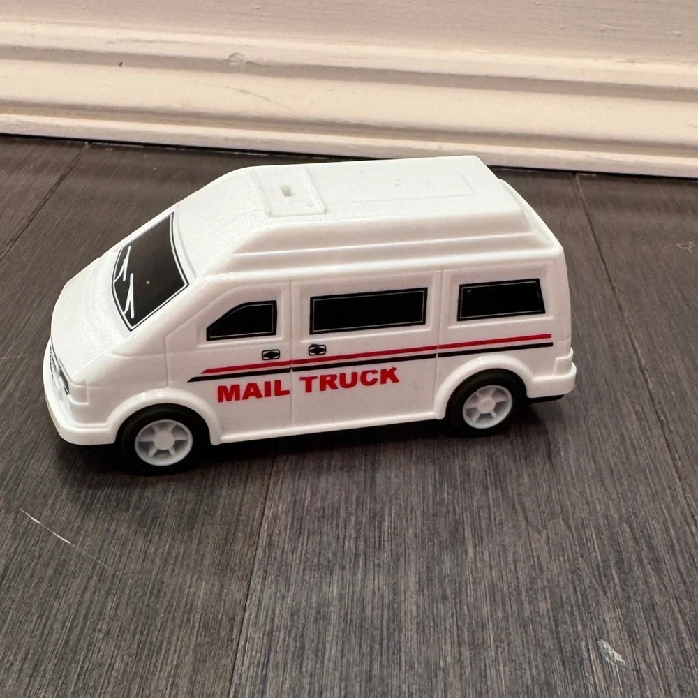 Small White Mail Truck Pull Back Car Toy for Toddlers Babies Kids